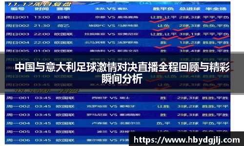 中国与意大利足球激情对决直播全程回顾与精彩瞬间分析